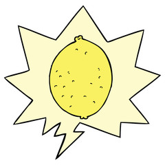 cartoon lemon and speech bubble