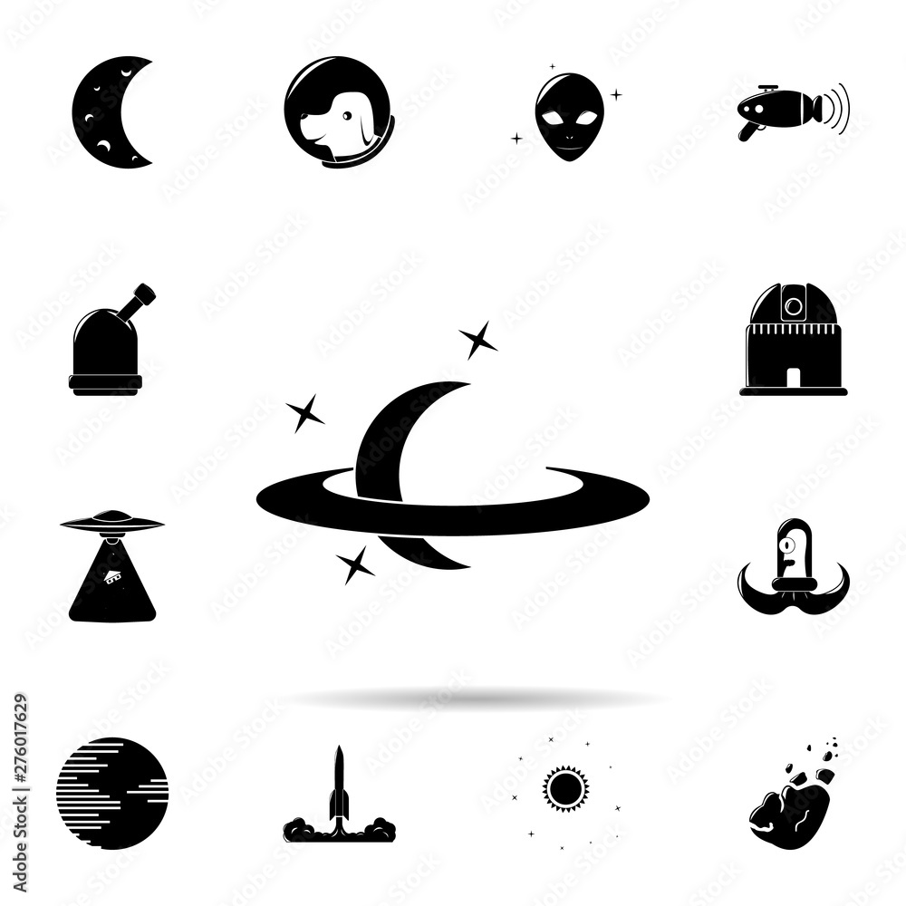 Poster crescent icon. universal set of space for website design and development, app development