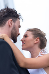 Couples are celebrating a wedding on a yacht.