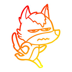 warm gradient line drawing cartoon annoyed wolf