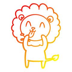 warm gradient line drawing happy cartoon lion