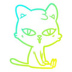 cold gradient line drawing cartoon cat