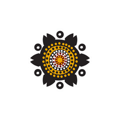 Aboriginal art dots painting icon logo design vector template