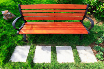 Wooden chair in a park