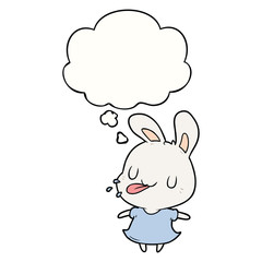 cartoon rabbit and thought bubble