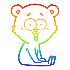 rainbow gradient line drawing laughing teddy  bear cartoon
