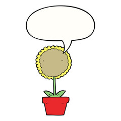 cute cartoon flower and speech bubble