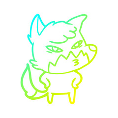 cold gradient line drawing clever cartoon fox