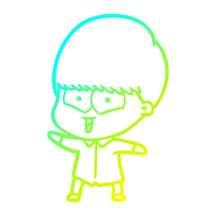 cold gradient line drawing cartoon happy boy