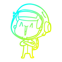 cold gradient line drawing happy cartoon astronaut