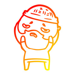 warm gradient line drawing cartoon worried man with beard