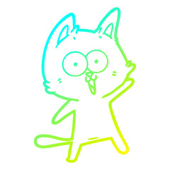Obraz premium cold gradient line drawing funny cartoon cat