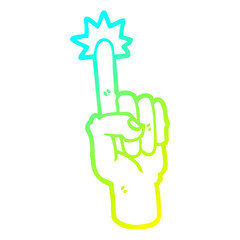 cold gradient line drawing cartoon pointing finger