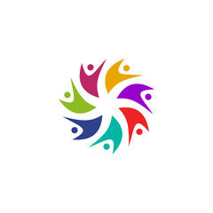 Obraz premium Community and network icon logo design vector template