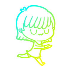 cold gradient line drawing cartoon woman