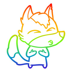 rainbow gradient line drawing cartoon wolf whistling