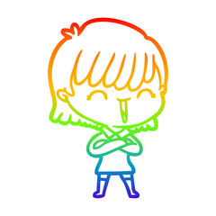 rainbow gradient line drawing cartoon woman