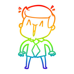rainbow gradient line drawing cartoon happy man