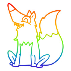 rainbow gradient line drawing cartoon happy fox