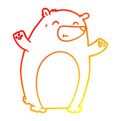 warm gradient line drawing happy cartoon bear