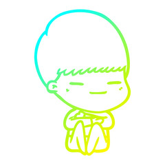 cold gradient line drawing cartoon smug boy