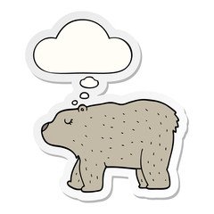 cartoon bear and thought bubble as a printed sticker