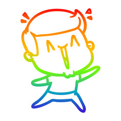 rainbow gradient line drawing cartoon happy man