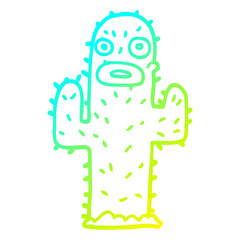 cold gradient line drawing cartoon cactus