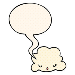 cute cartoon cloud and speech bubble in comic book style