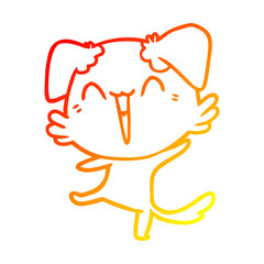 warm gradient line drawing happy little dog cartoon