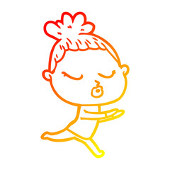 warm gradient line drawing cartoon calm woman
