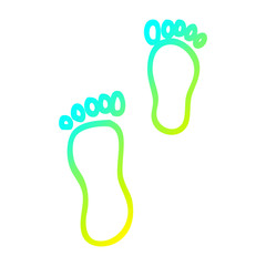 cold gradient line drawing cartoon foot prints