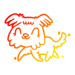 warm gradient line drawing little dog