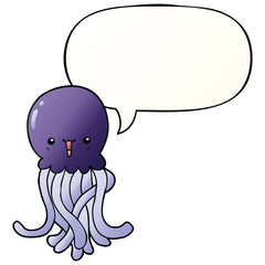 cartoon jellyfish and speech bubble in smooth gradient style