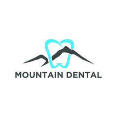 Mountain dental logo design clean and modern
