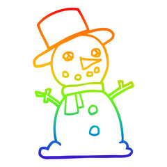 rainbow gradient line drawing cartoon traditional snowman