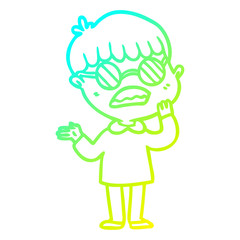 cold gradient line drawing cartoon confused boy wearing spectacles