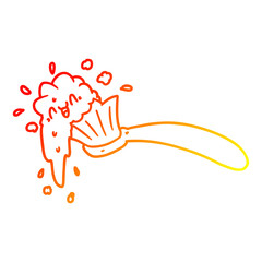 warm gradient line drawing cartoon toothbrush and toothpaste