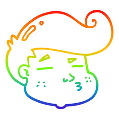 rainbow gradient line drawing cartoon boy's face