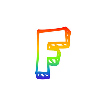 recommend clip art: rainbow gradient line drawing cartoon letter f