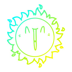 cold gradient line drawing happy cartoon sun