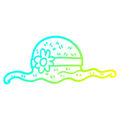 cold gradient line drawing cartoon straw hat