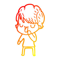 warm gradient line drawing cartoon woman talking