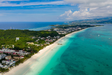 Fototapeta na wymiar Aerial drone view of the island of Boracay in the Philippines