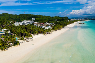 Aerial view of a beautiful tropical beach (White Beach, Boracay Island, Philippines)