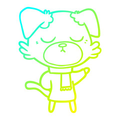 Obraz premium cold gradient line drawing cute cartoon dog