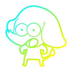 cold gradient line drawing cute cartoon elephant
