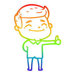 rainbow gradient line drawing happy cartoon man