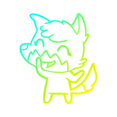 cold gradient line drawing happy cartoon fox