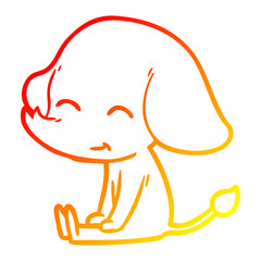 warm gradient line drawing cute cartoon elephant sitting